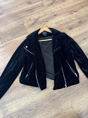 Forever 21 Black Velvet Moto Jacket - Women's Biker Style